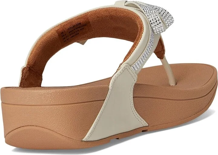 FitFlop Lulu Glitz-bow Leather Toe-post Sandals Women's Wedge Shoes Paris Beige : 10 M (B) - Image 4