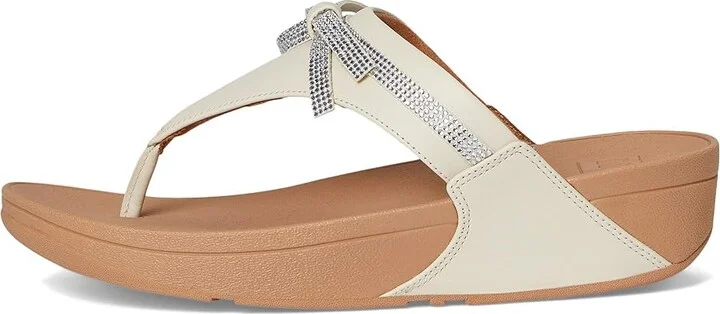 FitFlop Lulu Glitz-bow Leather Toe-post Sandals Women's Wedge Shoes Paris Beige : 10 M (B) - Image 6
