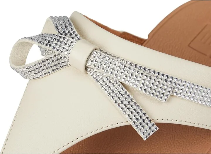 FitFlop Lulu Glitz-bow Leather Toe-post Sandals Women's Wedge Shoes Paris Beige : 10 M (B) - Image 7