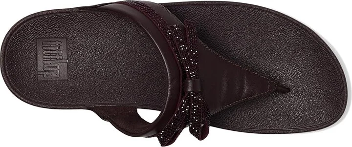 FitFlop Lulu Glitz-bow Leather Toe-post Sandals Women's Wedge Shoes Plumberry : 7 M (B) - Image 2