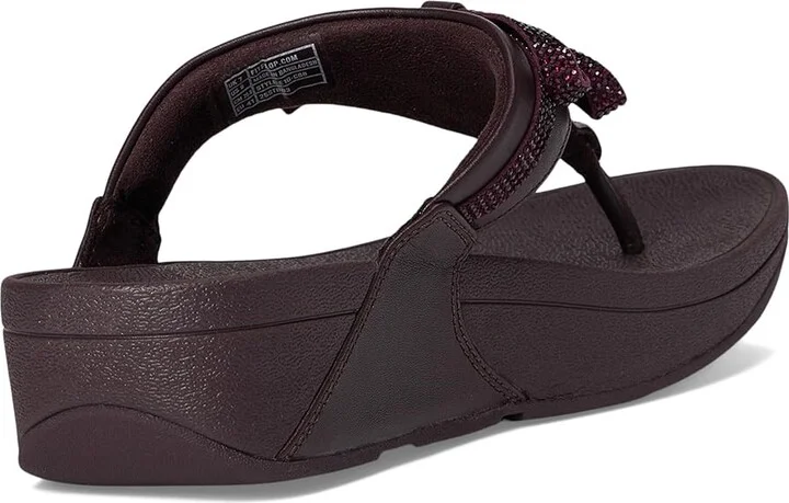 FitFlop Lulu Glitz-bow Leather Toe-post Sandals Women's Wedge Shoes Plumberry : 7 M (B) - Image 4