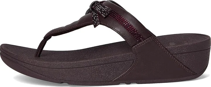 FitFlop Lulu Glitz-bow Leather Toe-post Sandals Women's Wedge Shoes Plumberry : 7 M (B) - Image 6