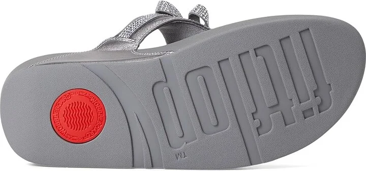 FitFlop Lulu Glitz-bow Leather Toe-post Sandals Women's Wedge Shoes Silvereen : 7 M (B) - Image 3