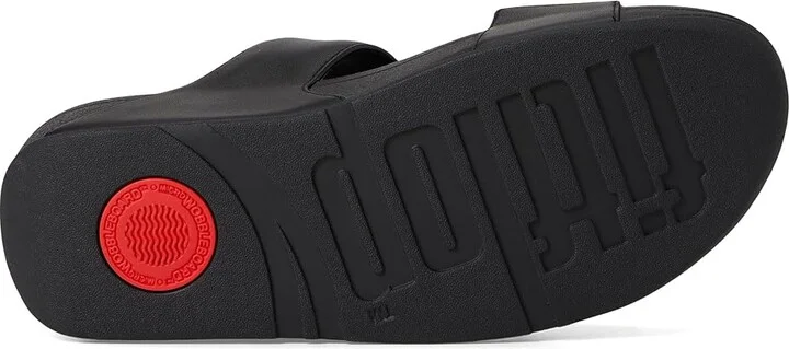 FitFlop Lulu Leather Slides Women's Wedge Shoes All Black : 6 M (B) - Image 3