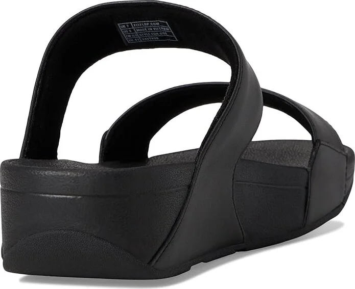 FitFlop Lulu Leather Slides Women's Wedge Shoes All Black : 6 M (B) - Image 4