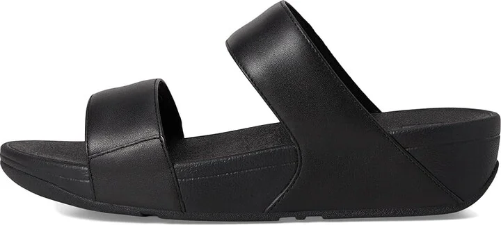 FitFlop Lulu Leather Slides Women's Wedge Shoes All Black : 6 M (B) - Image 6