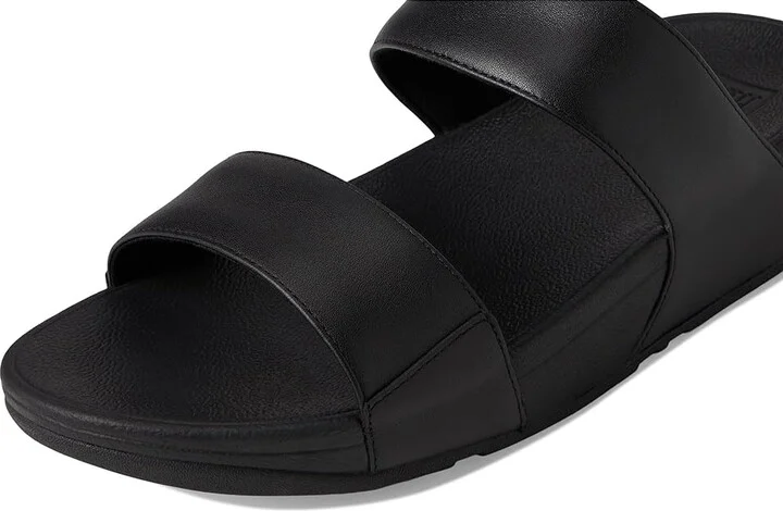 FitFlop Lulu Leather Slides Women's Wedge Shoes All Black : 6 M (B) - Image 7