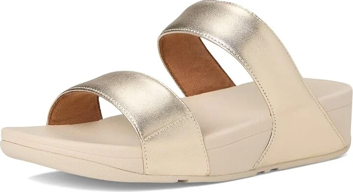 FitFlop Lulu Leather Slides Women's Wedge Shoes Platino : 11 M (B) - Image 5