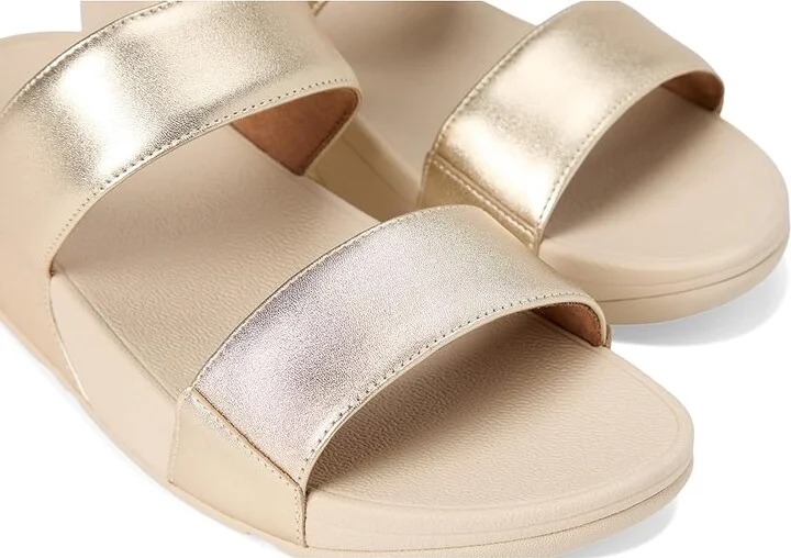 FitFlop Lulu Leather Slides Women's Wedge Shoes Platino : 11 M (B) - Image 7