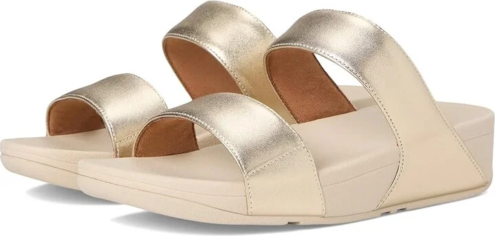 FitFlop Lulu Leather Slides Women's Wedge Shoes Platino : 11 M (B)