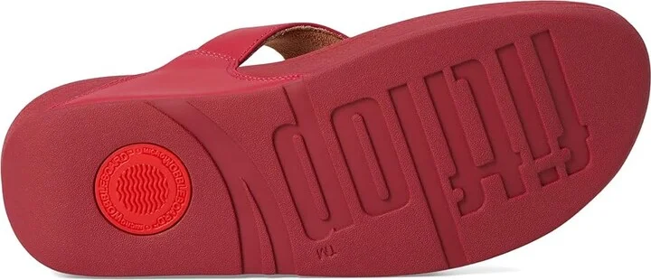 FitFlop Lulu Leather Toe Post Women's Wedge Shoes Redberry : 7 M (B), Leather/Rubber - Image 3