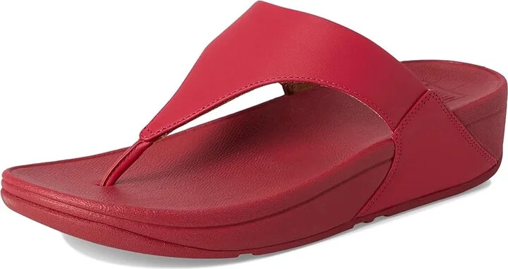 FitFlop Lulu Leather Toe Post Women's Wedge Shoes Redberry : 7 M (B), Leather/Rubber - Image 5