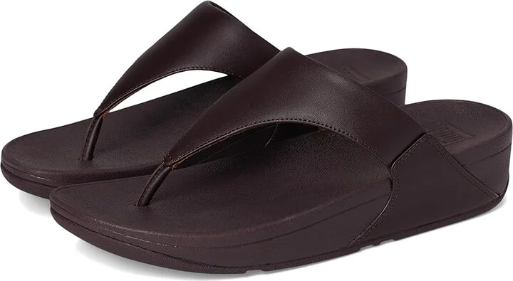 FitFlop Lulu Leather Toepost Women's Wedge Shoes Plumberry : 9 M (B)