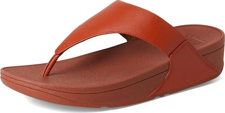 FitFlop Lulu Leather Toepost Women's Wedge Shoes Terracotta : 10 M (B) - Image 5