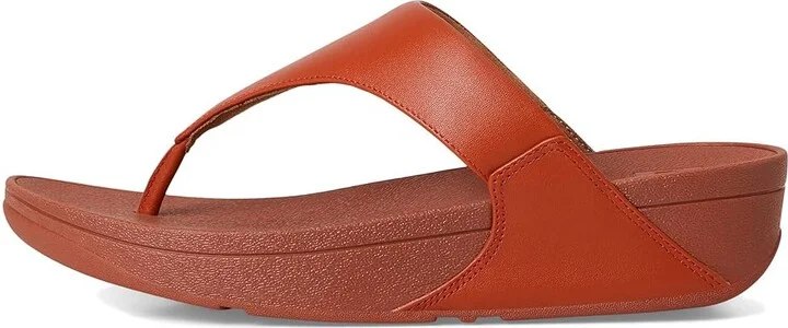 FitFlop Lulu Leather Toepost Women's Wedge Shoes Terracotta : 10 M (B) - Image 6