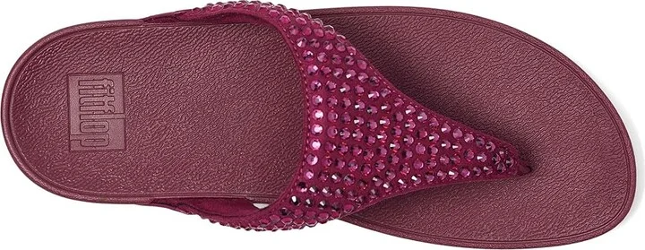 FitFlop Lulu Maxi-Crystal Toe-Post Sandals Women's Wedge Shoes Ruby : 5 M (B), Synthetic - Image 2