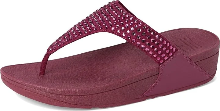 FitFlop Lulu Maxi-Crystal Toe-Post Sandals Women's Wedge Shoes Ruby : 5 M (B), Synthetic - Image 5