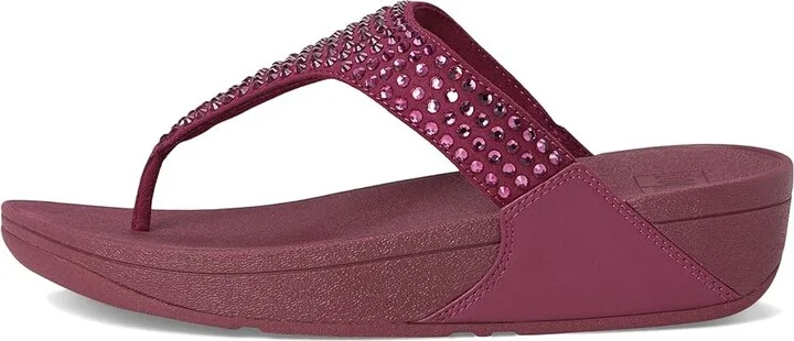 FitFlop Lulu Maxi-Crystal Toe-Post Sandals Women's Wedge Shoes Ruby : 5 M (B), Synthetic - Image 6