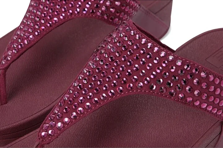 FitFlop Lulu Maxi-Crystal Toe-Post Sandals Women's Wedge Shoes Ruby : 5 M (B), Synthetic - Image 7