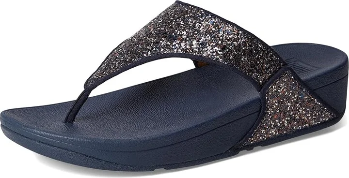 FitFlop Lulu Multi-Tonal Glitter Toe-Post Sandals Women's Sandals Midnight Navy Mix : 7 M (B), Microfiber - Image 5
