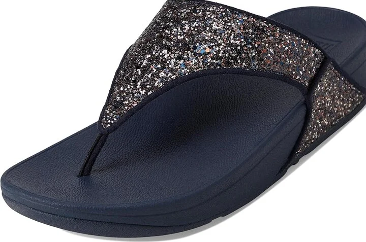 FitFlop Lulu Multi-Tonal Glitter Toe-Post Sandals Women's Sandals Midnight Navy Mix : 7 M (B), Microfiber - Image 7
