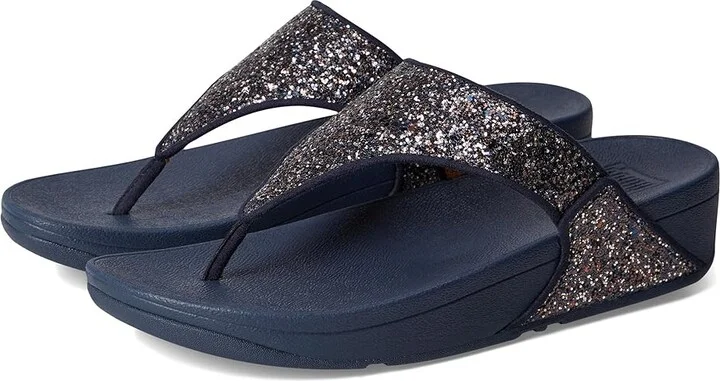 FitFlop Lulu Multi-Tonal Glitter Toe-Post Sandals Women's Sandals Midnight Navy Mix : 7 M (B), Microfiber