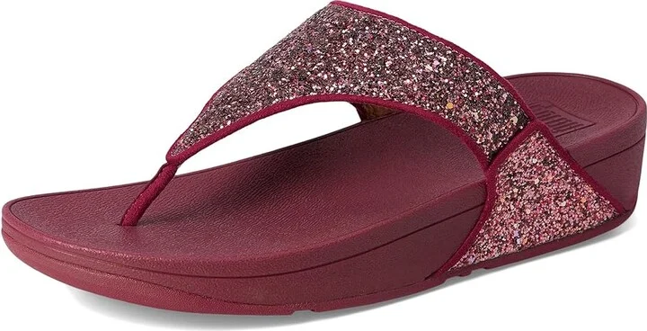 FitFlop Lulu Multi-Tonal Glitter Toe-Post Sandals Women's Sandals Ruby Mix : 8 M (B), Microfiber - Image 5