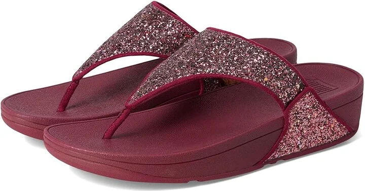 FitFlop Lulu Multi-Tonal Glitter Toe-Post Sandals Women's Sandals Ruby Mix : 8 M (B), Microfiber