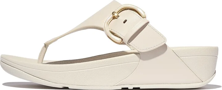 FitFlop LULU Resin-Buckle Leather Toe-Post Sandals