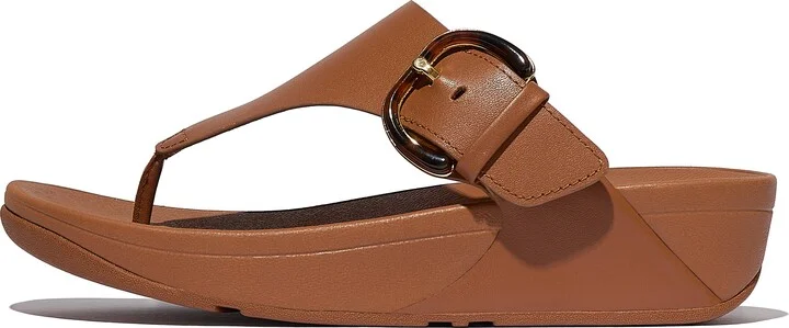 FitFlop LULU Resin-Buckle Leather Toe-Post Sandals