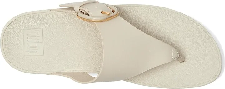 FitFlop Lulu Resin-Buckle Leather Toe-Post Sandals Women's Wedge Shoes Paris Beige : 10 M (B) - Image 2