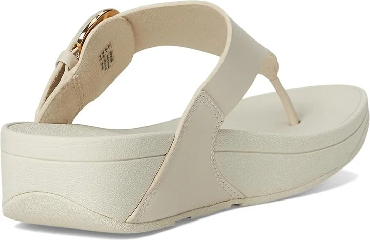 FitFlop Lulu Resin-Buckle Leather Toe-Post Sandals Women's Wedge Shoes Paris Beige : 10 M (B) - Image 4