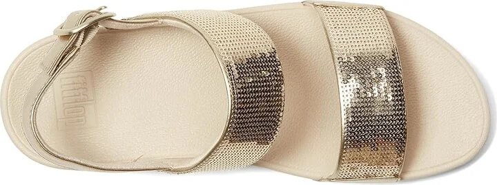 FitFlop Lulu Sequin Back-Strap Sandals Women's Wedge Shoes Platino : 10 M (B), Leather - Image 2