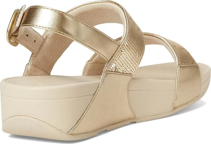 FitFlop Lulu Sequin Back-Strap Sandals Women's Wedge Shoes Platino : 10 M (B), Leather - Image 4