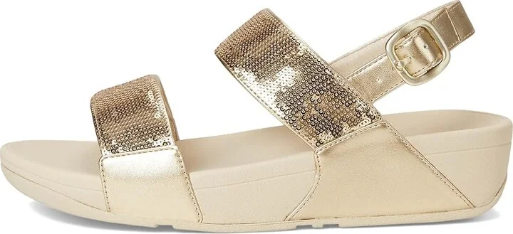 FitFlop Lulu Sequin Back-Strap Sandals Women's Wedge Shoes Platino : 10 M (B), Leather - Image 6
