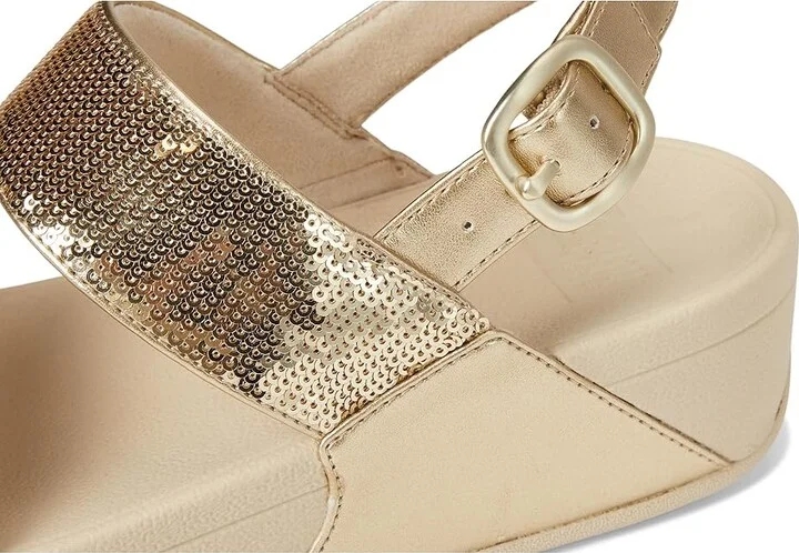 FitFlop Lulu Sequin Back-Strap Sandals Women's Wedge Shoes Platino : 10 M (B), Leather - Image 7