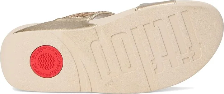 FitFlop Lulu Sequin Slides Women's Wedge Shoes Platino : 6 M (B), Leather - Image 3