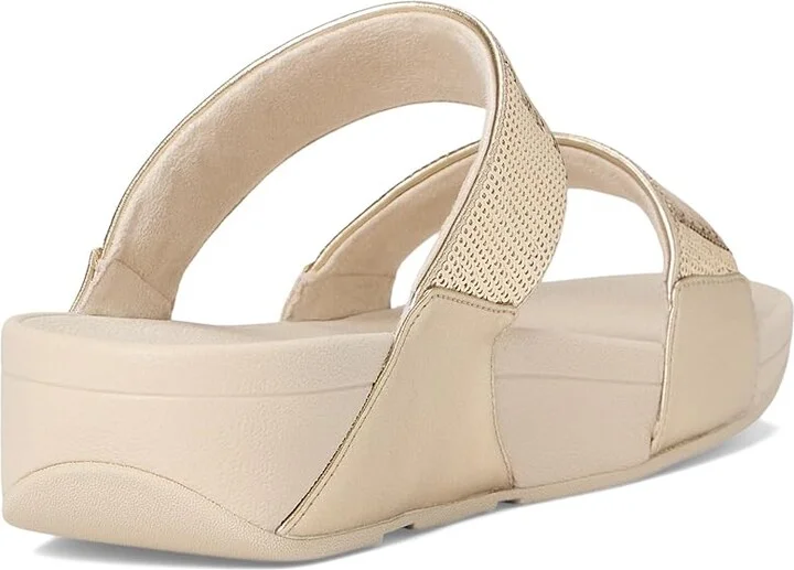 FitFlop Lulu Sequin Slides Women's Wedge Shoes Platino : 6 M (B), Leather - Image 4