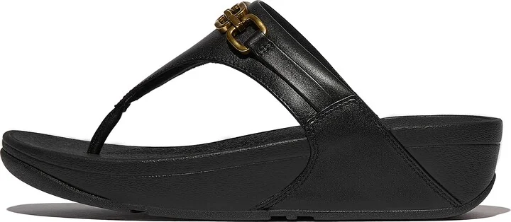 FitFlop LULU Square-Chain Leather Toe-Post Sandals