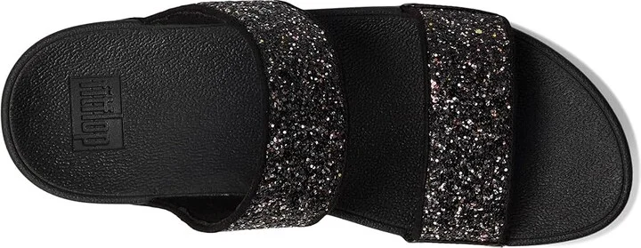 FitFlop Lulu -Tonal Glitter Slides Women's Sandals Black : 9 M (B), Leather - Image 2