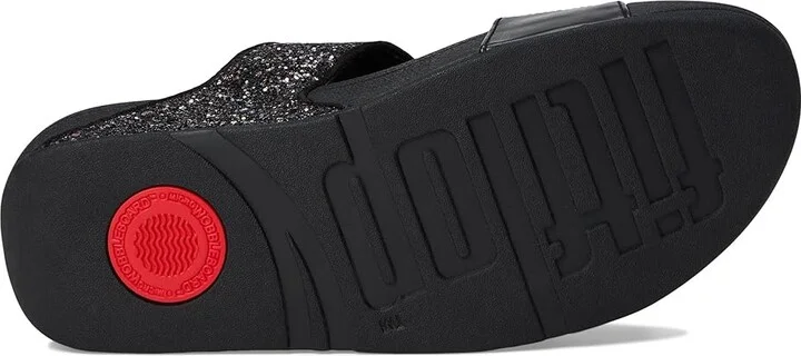 FitFlop Lulu -Tonal Glitter Slides Women's Sandals Black : 9 M (B), Leather - Image 3