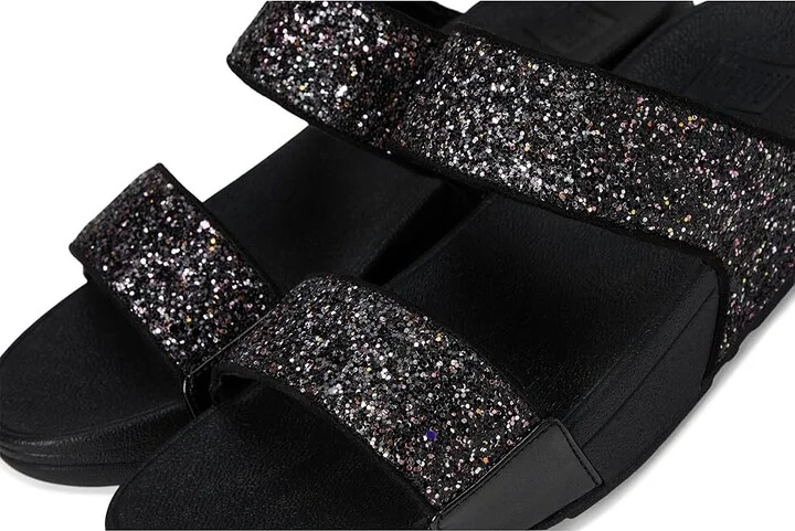 FitFlop Lulu -Tonal Glitter Slides Women's Sandals Black : 9 M (B), Leather - Image 7