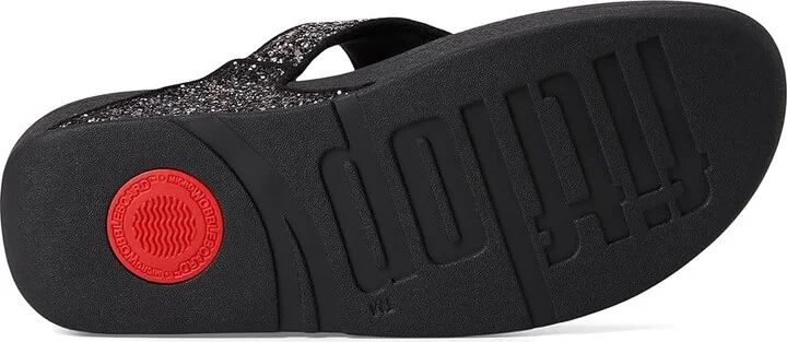 FitFlop Lulu -Tonal Glitter Toe-Post Sandals Women's Sandals Black : 9 M (B), Microfiber - Image 3