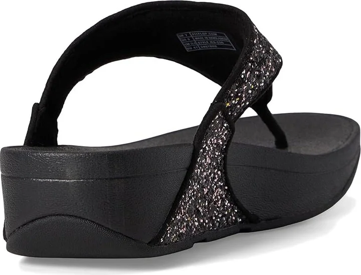 FitFlop Lulu -Tonal Glitter Toe-Post Sandals Women's Sandals Black : 9 M (B), Microfiber - Image 4