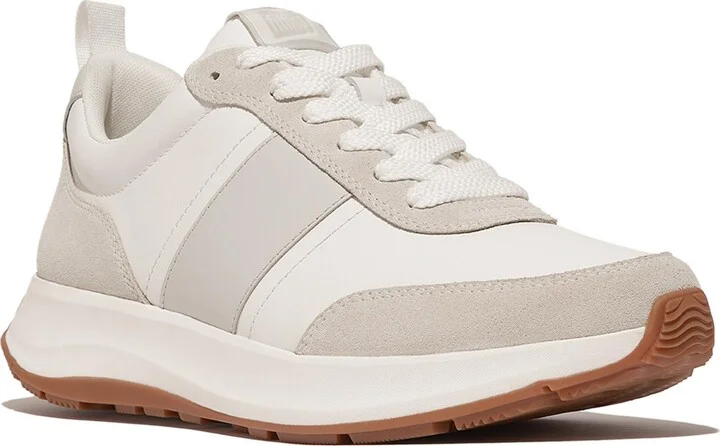 FitFlop Men's F-Mode Flow Lace up Sneakers - Urban white, Arctic gray