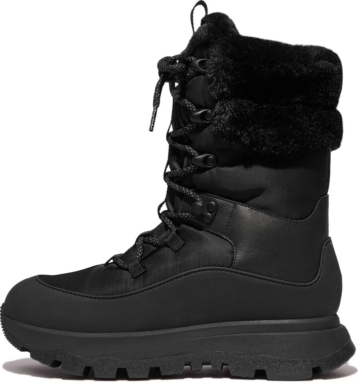 FitFlop NEO-D-HYKER Waterproof Plush-Collar Sub-Zero Mid-Calf Walking Boots Polyester/Leather/Rubber