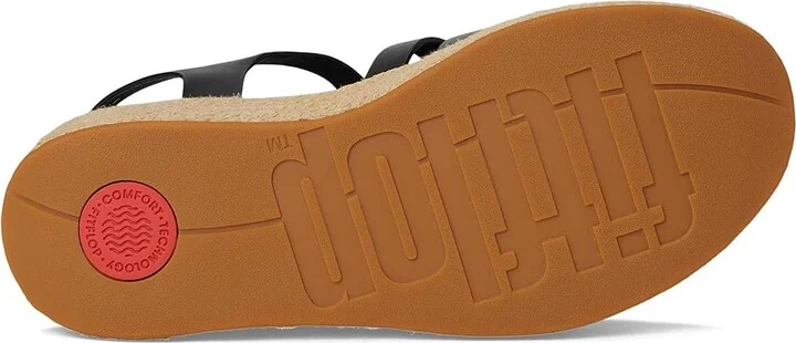 FitFlop PLATFFORMS Espadrille Leather Fisherman Wedge Sandals Women's Wedge Shoes Black : 7 M (B) - Image 3