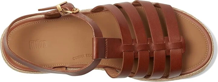 FitFlop PLATFFORMS Espadrille Leather Fisherman Wedge Sandals Women's Wedge Shoes Deep Tan : 8 M (B) - Image 2