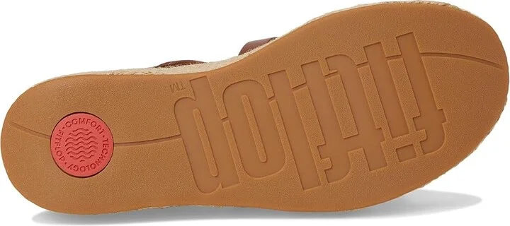 FitFlop PLATFFORMS Espadrille Leather Fisherman Wedge Sandals Women's Wedge Shoes Deep Tan : 8 M (B) - Image 3