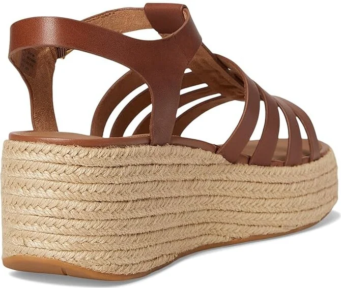 FitFlop PLATFFORMS Espadrille Leather Fisherman Wedge Sandals Women's Wedge Shoes Deep Tan : 8 M (B) - Image 4